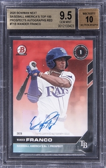 2020 Bowman Next Baseball "Americas Top 100 Prospects Autographs" Red #T1B Wander Franco Signed Rookie Card (#10/10) - BGS GEM MINT 9.5/BGS 10